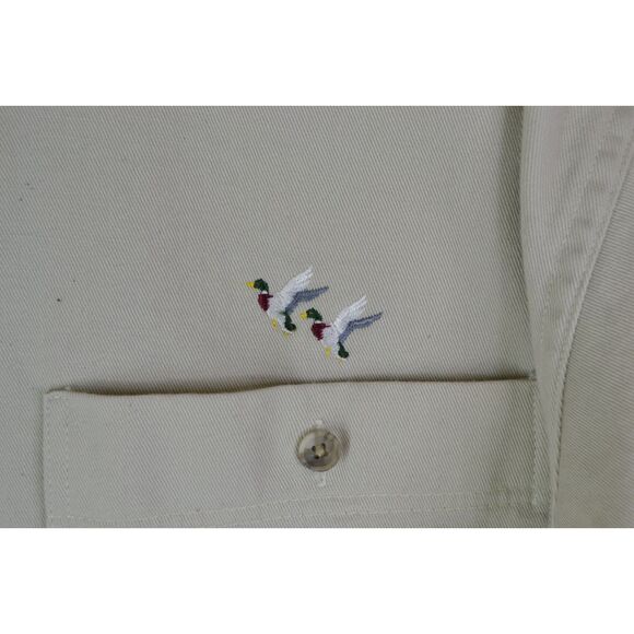 Creekwood Men's XL Tall Khaki Button Down Heavyweight Duck Logo Shirt - Picture 3 of 14